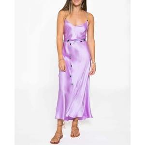 knee length dresses for ladies Tie Strap Acid Pink Midi Slip Dress main image 0